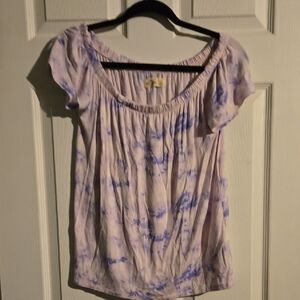 Hollister Lavender Tie-Dye Blouse Off Shoulder Size S